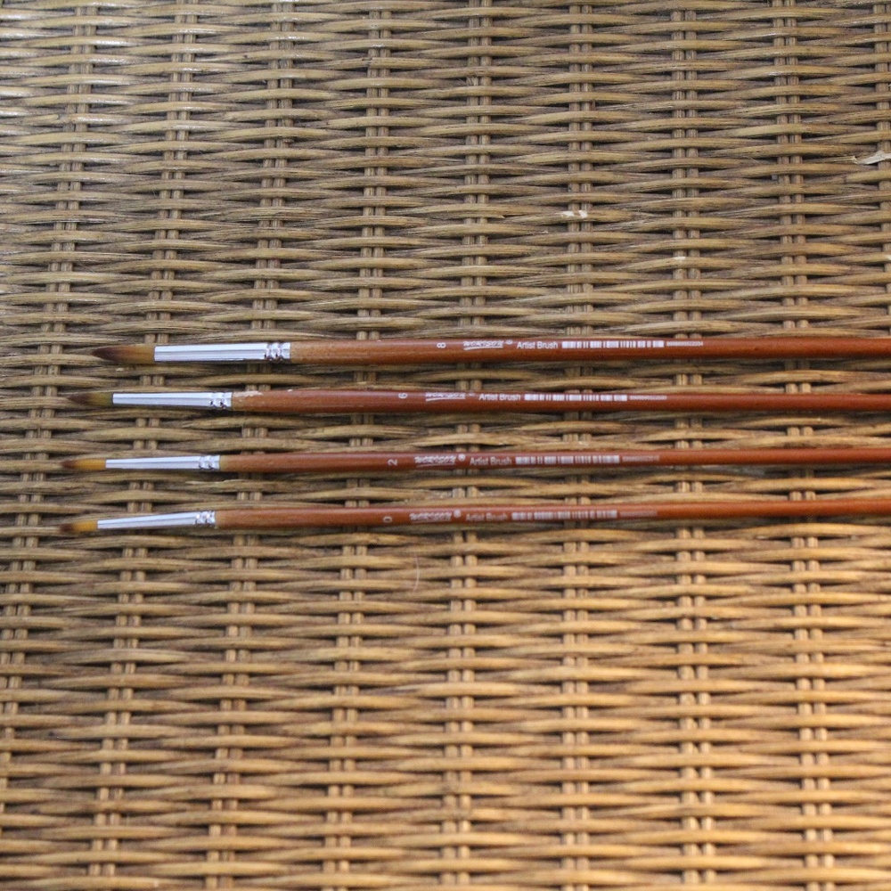 Worison 4-Piece Long Handle Synthetic Round Pointed Tip Artist Paint Brushes Set